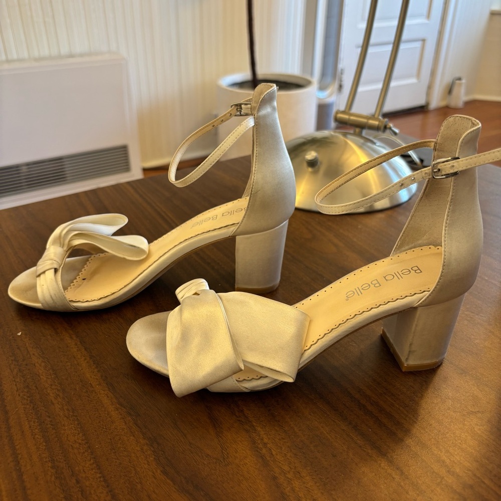 Bella Belle Zoya Ivory Block Heels 2.5in - Picture 6 of 9